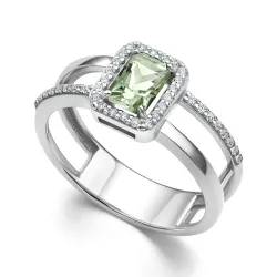 Inel din argint cu Cubic Zirconia Incolor, Prasiolit