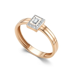 Inel din aur roșu cu pietre Diamant