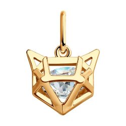 Pandantiv din aur roșu cu pietre Cubic Zirconia Incolor