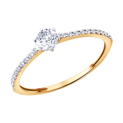 Inel din aur roșu cu Cubic Zirconia Incolor