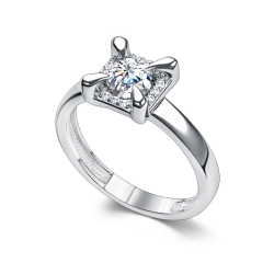 Inel din argint  cu pietre Cubic Zirconia Incolor, Moissanite