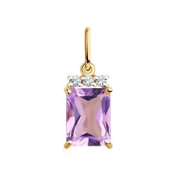 Pandantiv din aur roșu cu Cubic Zirconia Incolor, Ametist