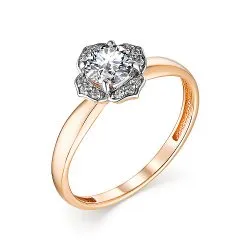 Inel din aur roșu cu Cubic Zirconia Incolor
