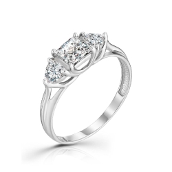 Inel din aur alb cu pietre Cubic Zirconia Incolor