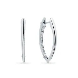 Cercei Creole din aur alb cu Cubic Zirconia Incolor