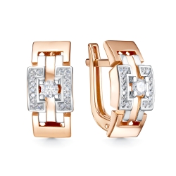 Cercei din aur roșu cu pietre Cubic Zirconia Incolor