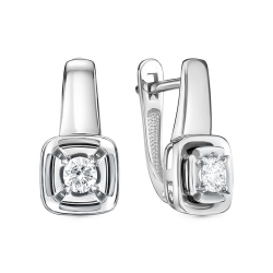 Cercei din aur alb cu pietre Diamant