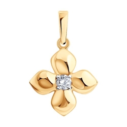 Подвеска из красного золота с камнями Фианит