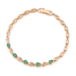 Браслет из красного золота с камнями Изумруд
