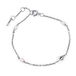 Браслет из серебра с камнями Жемчуг имит.