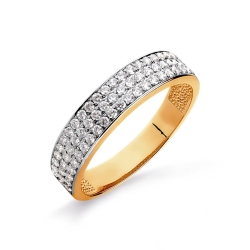 Обручальное кольцо из красного золота с камнями Фианит