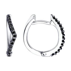 Серьги Конго из серебра с камнями Фианит Чёрный