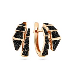 Cercei din aur roșu cu pietre Cubic Zirconia Negru