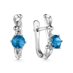 Cercei din aur alb cu Cubic Zirconia Incolor, Topaz London