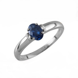 Inel din aur alb cu pietre Diamant, Safir