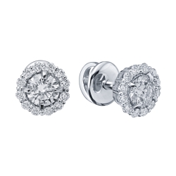 Cercei Pusete din aur alb cu pietre Diamant