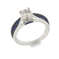 Inel din argint  cu pietre Cubic Zirconia Incolor, Corindon