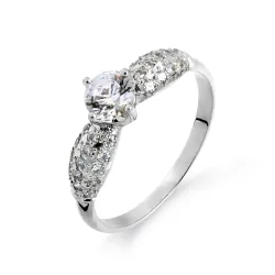 Inel din aur alb cu Cubic Zirconia Incolor