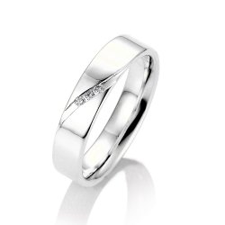 Verighetă din aur alb cu pietre Diamant
