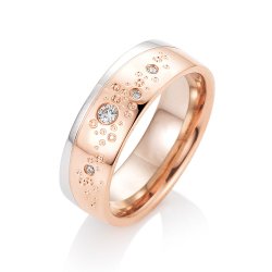 Verighetă din aur alb și roșu cu pietre Diamant