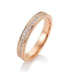 Verighetă din aur roșu cu pietre Diamant