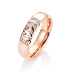 Verighetă din aur roșu cu pietre Diamant