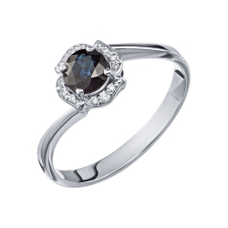 Inel din aur alb cu pietre Diamant, Safir