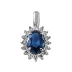 Pandantiv din aur alb cu pietre Diamant, Safir