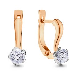 Серьги из красного золота с камнями Бриллиант