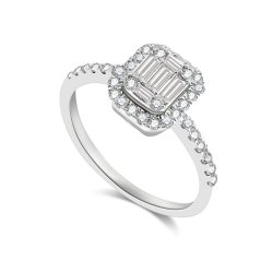 Inel din aur alb cu pietre Diamant