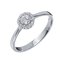 Inel din aur alb cu pietre Diamant