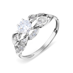 Inel din aur alb cu pietre Cubic Zirconia Incolor