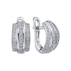 Cercei din aur alb cu pietre Diamant