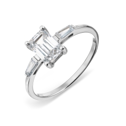 Кольцо из белого золота с камнями Фианит