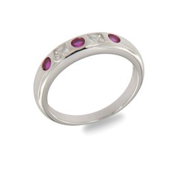 Inel din argint  cu pietre Cubic Zirconia Incolor, Cubic Zirconia Roșu