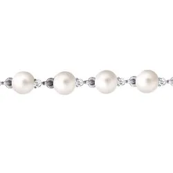 Brățară din aur alb cu Cubic Zirconia Incolor, Perla Albă