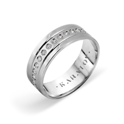 Обручальное кольцо из белого золота с камнями Фианит