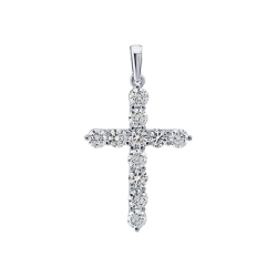 Cruce din aur alb cu pietre Diamant