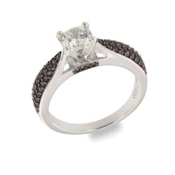 Inel din argint  cu pietre Cubic Zirconia Incolor, Cubic Zirconia Negru