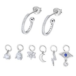 Cercei Pusete din argint  cu pietre Cubic Zirconia Incolor