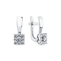 Cercei din aur alb cu pietre Diamant