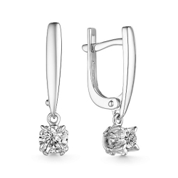 Серьги Длинные из белого золота с камнями Бриллиант