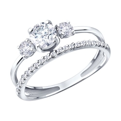 Inel din aur alb cu Cubic Zirconia Incolor