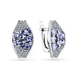Cercei din aur alb cu Diamant, Tanzanit