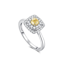 Кольцо из белого золота с камнями Бриллиант, Бриллиант желтый