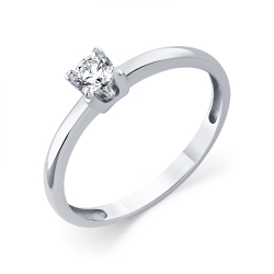 Кольцо из белого золота с камнями Бриллиант