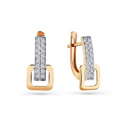 Серьги из красного золота с камнями Фианит