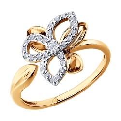 Inel din aur roșu cu pietre Cubic Zirconia Incolor