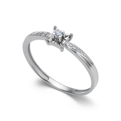 Inel din aur alb cu pietre Diamant