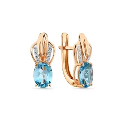 Cercei din aur roșu cu Cubic Zirconia Incolor, Topaz Swiss
